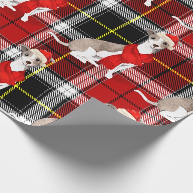 Plaid and Italian Greyhound Dog Lovers Christmas Wrapping Paper (Corner)