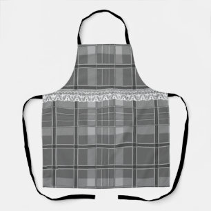 Plaid and lace black white grey cute girly  apron