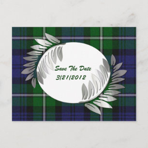 Plaid and Silver Ferns Save The Date Postcard