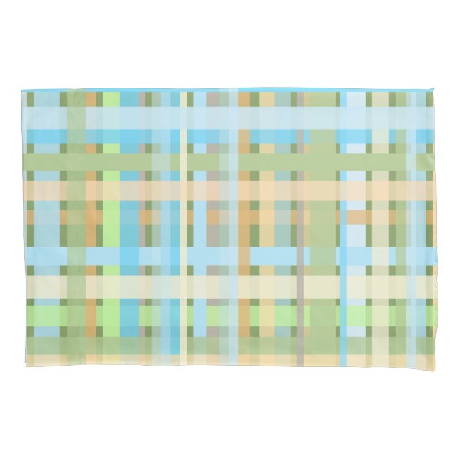 Plaid and Sky Blue Pillowcase (Front)