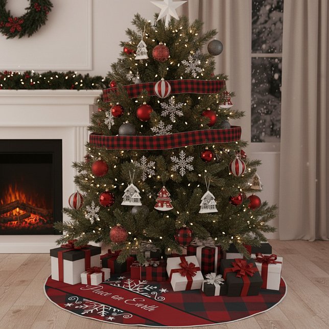 Plaid and snowflake custom   brushed polyester tree skirt (Creator Uploaded)
