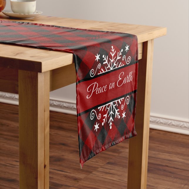 Plaid and snowflake custom Table Runner (In Situ)