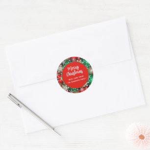 Plaid And Snowflakes Christmas Pattern 1 Classic Round Sticker