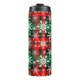 Plaid And Snowflakes Christmas Pattern 1 Thermal Tumbler