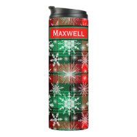 Plaid And Snowflakes Christmas Pattern 1 With Name