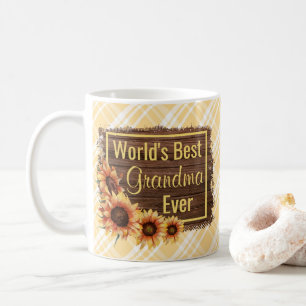 Plaid And Sunflowers Grandma Coffee Mug