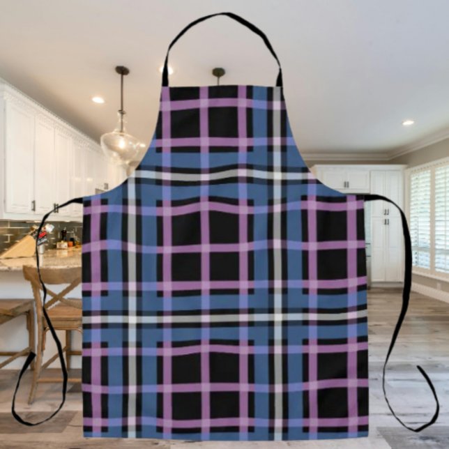 Plaid Apron – Blue & Lavender Chequered Kitchen (Creator Uploaded)