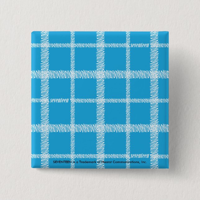 Plaid Aqua 15 Cm Square Badge (Front)