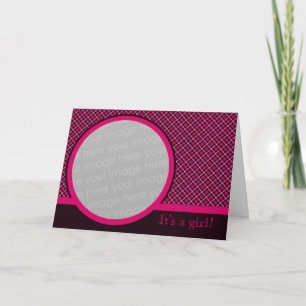 Plaid Baby Announcement 2 (Hot Pink)