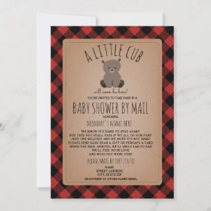 Plaid Baby Shower By Mail Social Distancing Bear Invitation