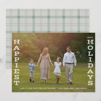 Plaid Backed Bookends Holiday Card