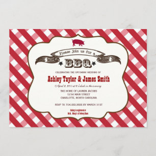 Plaid BBQ Pig Invitation
