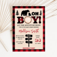 Plaid Bear Cub Lumberjack Baby Shower