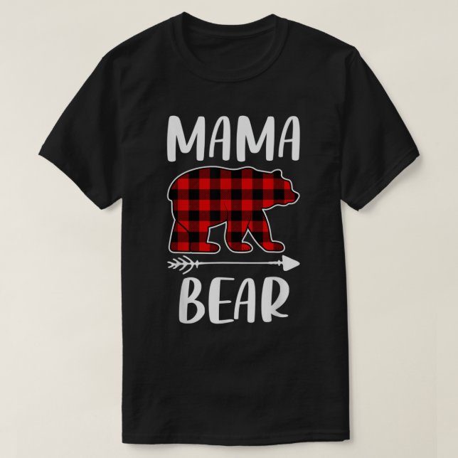 Plaid Bear Matching Family Outfits, Funny Mama Bea T-Shirt (Design Front)