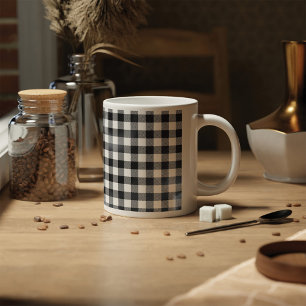 Plaid Black and White Check Coffee Mug