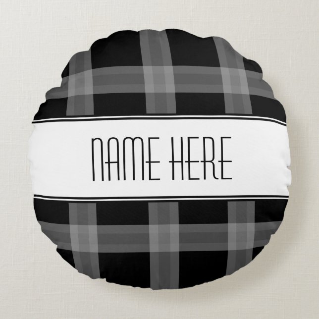 Plaid Black Custum Decorative Pillow (Front)