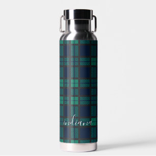 Plaid Black Watch Rustic Pattern Tartan Water Bottle