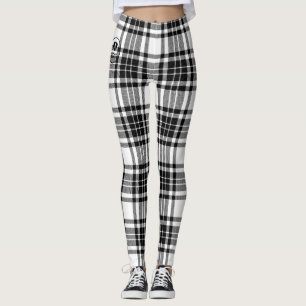Plaid - Black White - Emo - Leggings