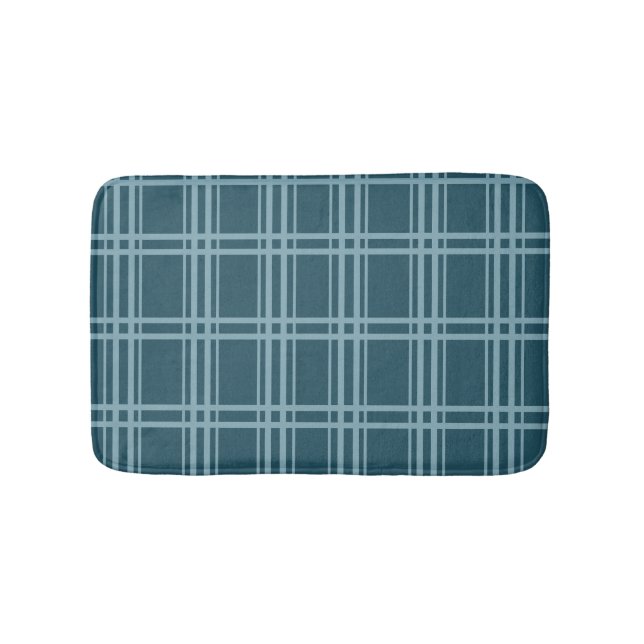 Plaid Blue Bath Mat (Front)