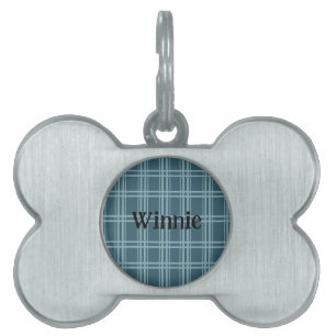 Plaid Blue Pet ID Tag