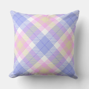 Plaid Blue Pink Yellow Cushion