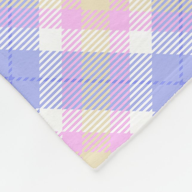 Plaid Blue Pink Yellow Fleece Blanket (Corner)