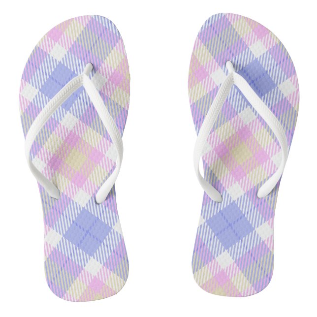 Plaid Blue Pink Yellow Thongs (Footbed)