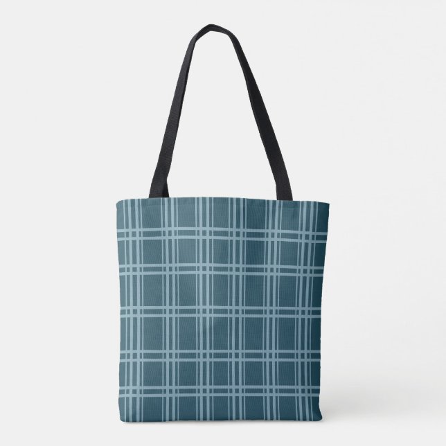 Plaid Blue Tote Bag (Back)