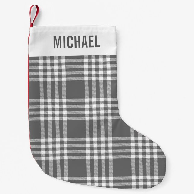 Plaid Bold Modern Christmas Holiday Stocking (Front)