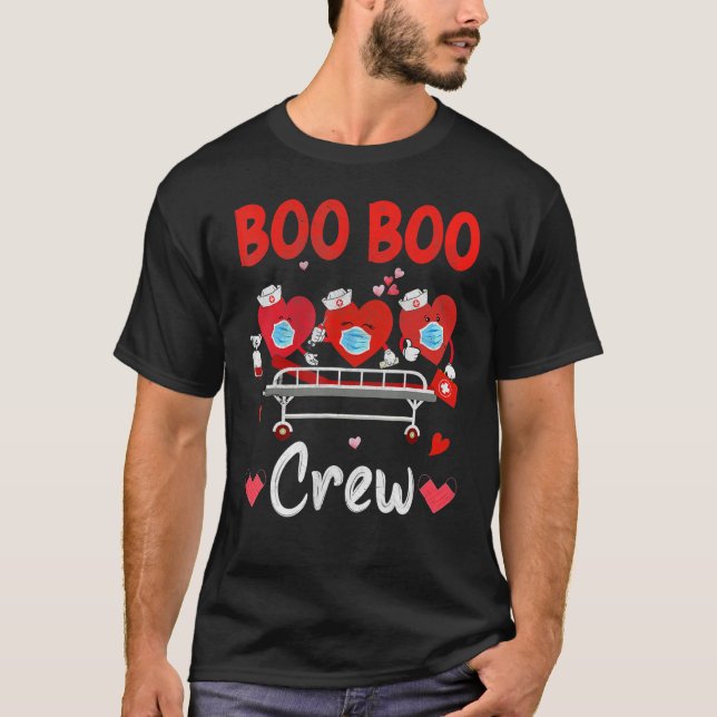 Plaid Boo Boo Crew Valentine's Day Heart Nurse Wea T-Shirt (Front)