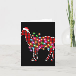 Plaid Buffalo Llama Christmas Pajamas Xmas Lights  Card
