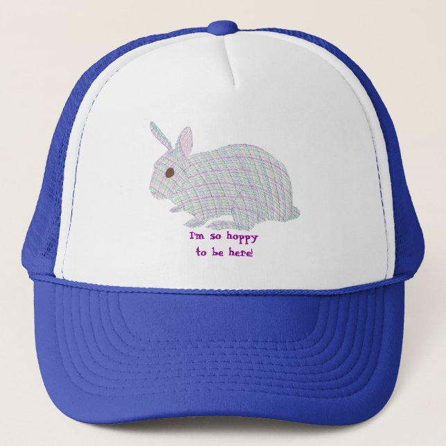 Plaid Bunny,  I'm so hoppy to be here, hats (Front)