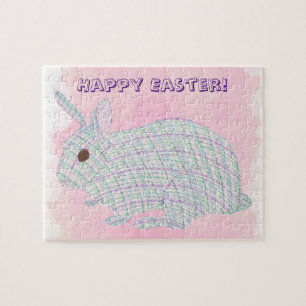 Plaid Bunny Rabbit Happy Easter Puzzles