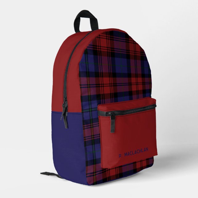 Plaid Burgundy Purple Rustic MacLachlan Tartan Printed Backpack (Back Corner Left)