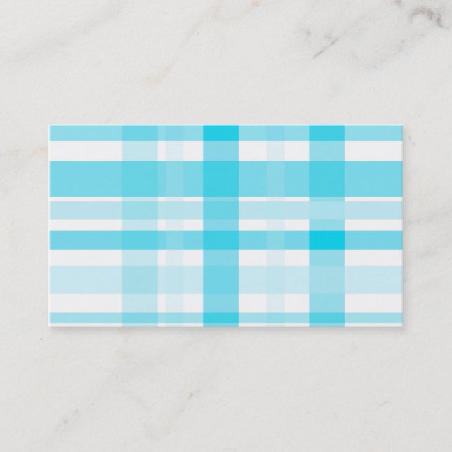 plaid business card template blue and white custom (Front)