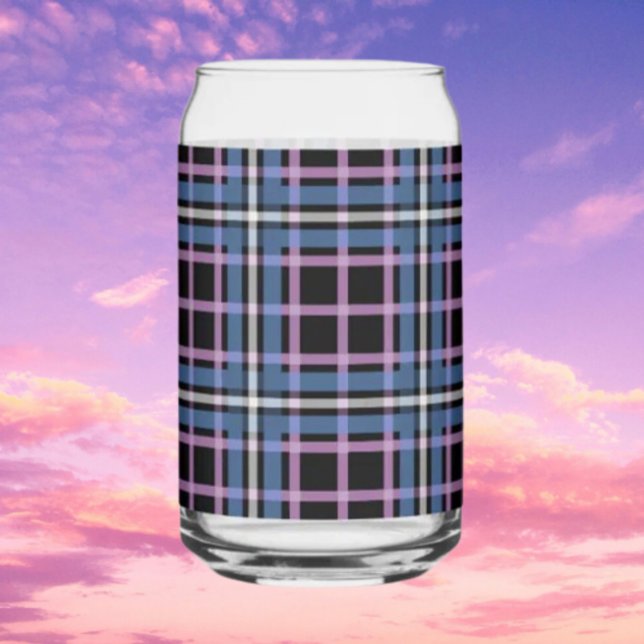 Plaid Can Glass – Blue & Lavender Chequered (Creator Uploaded)