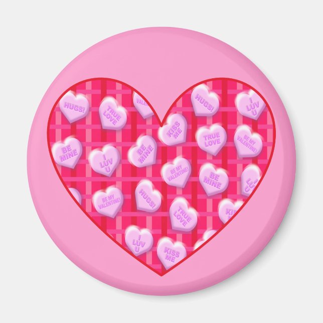 Plaid Candy Hearts Magnet (Front)