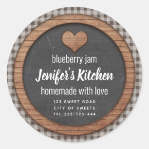 Plaid Chalkboard heart homemade jam Square Sticker