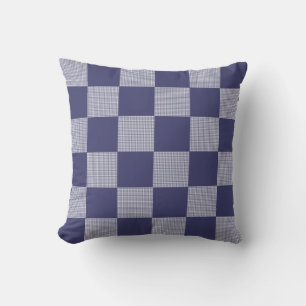 Plaid Check Pattern Navy Blue Cushion
