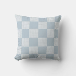 Plaid Check Pattern Pastel Blue Cushion