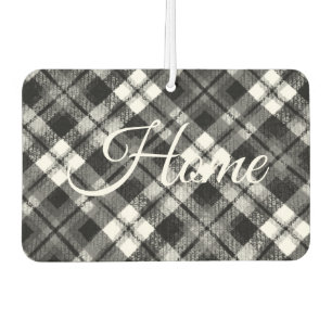 Plaid Check Tartan Black White Farmhouse Modern Car Air Freshener
