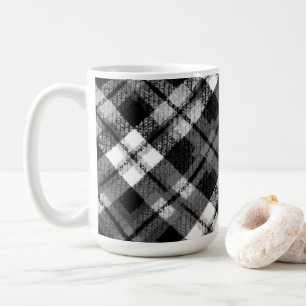 Plaid Check Tartan Black White Farmhouse Modern Coffee Mug