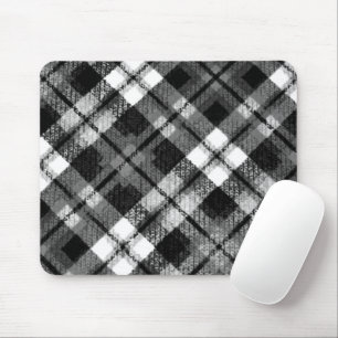 Plaid Check Tartan Black White Farmhouse Modern Mouse Pad