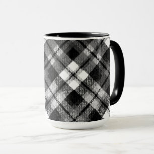 Plaid Check Tartan Black White Farmhouse Modern Mug
