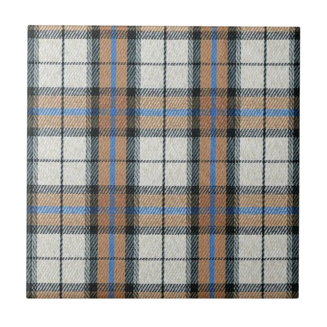 Plaid Checked Fabric Ceramic Tile Modern Design (Front)