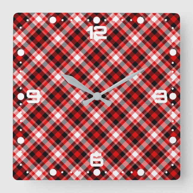 Plaid Checks Fabric Texture Pattern-68767 Square Wall Clock (Front)