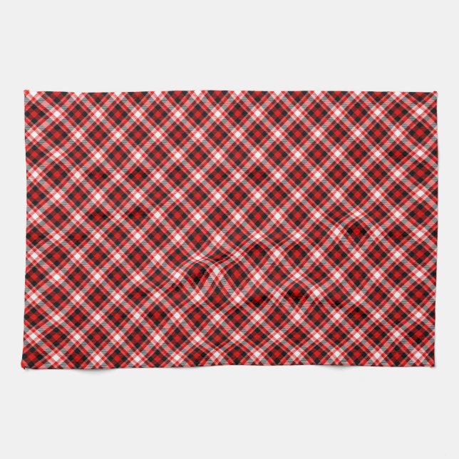 Plaid Checks Fabric Texture Pattern-68767 Tea Towel (Horizontal)