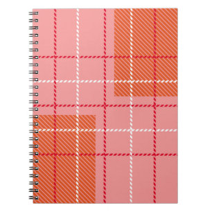 Plaid Chequered Fabric Pattern in pink, pale oran Notebook