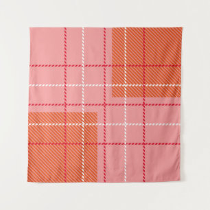 Plaid Chequered Fabric Pattern in pink, pale oran Tapestry