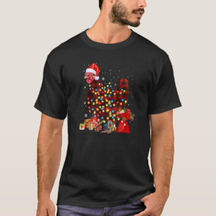 Plaid Chicken Santa Hat Lights Buffalo Pajamas Chr T-Shirt